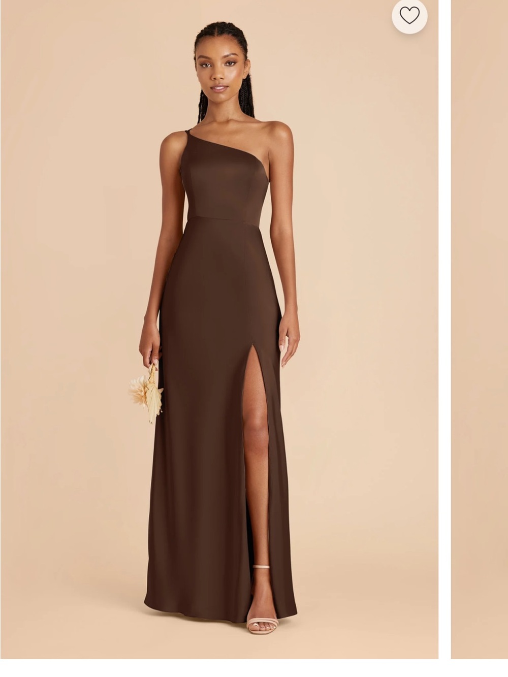 Birdy Grey One-Shoulder Chocolate Brown Evening Gown with High Slit